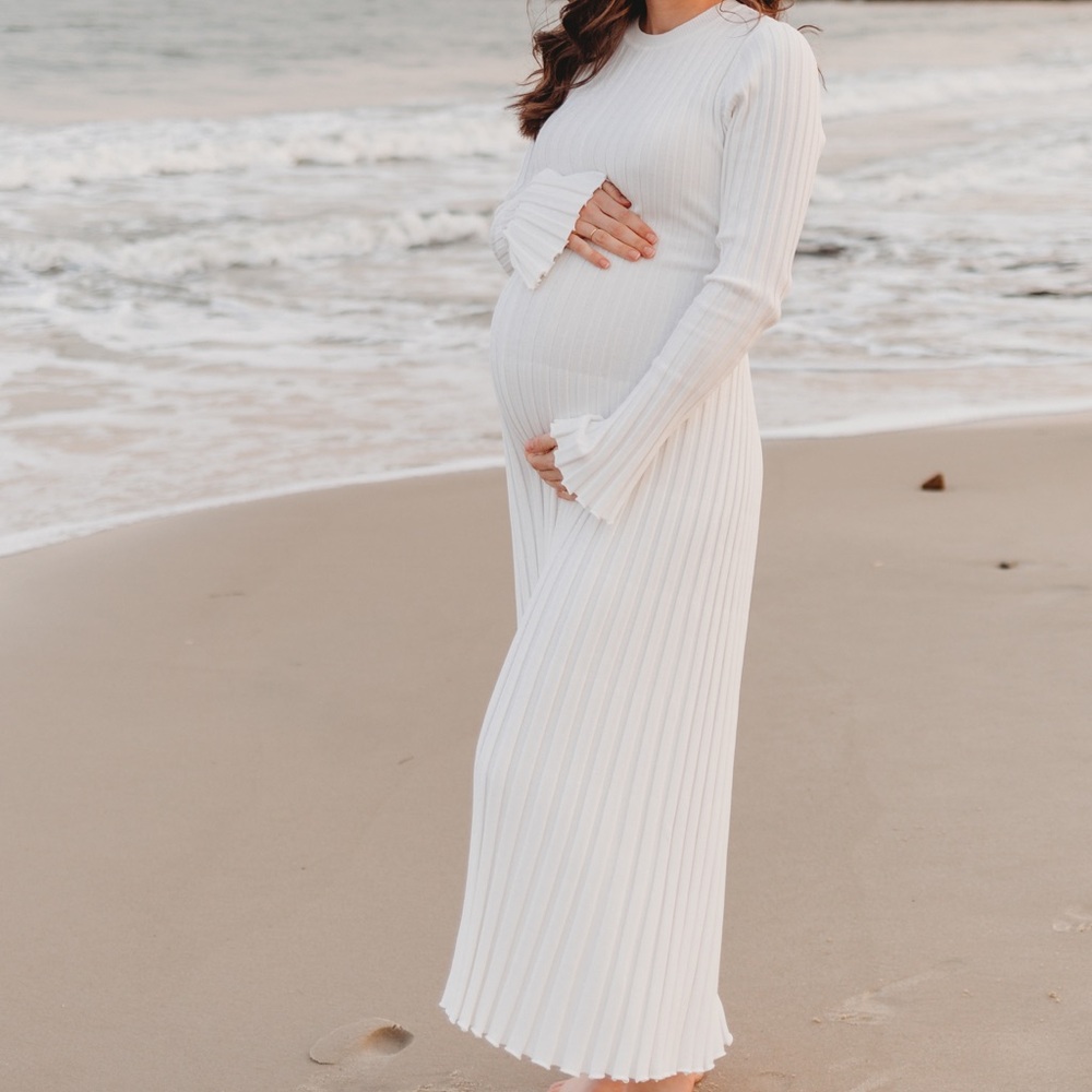 DISSH ADA OFF WHITE LONG SLEEVE MIDI DRESS